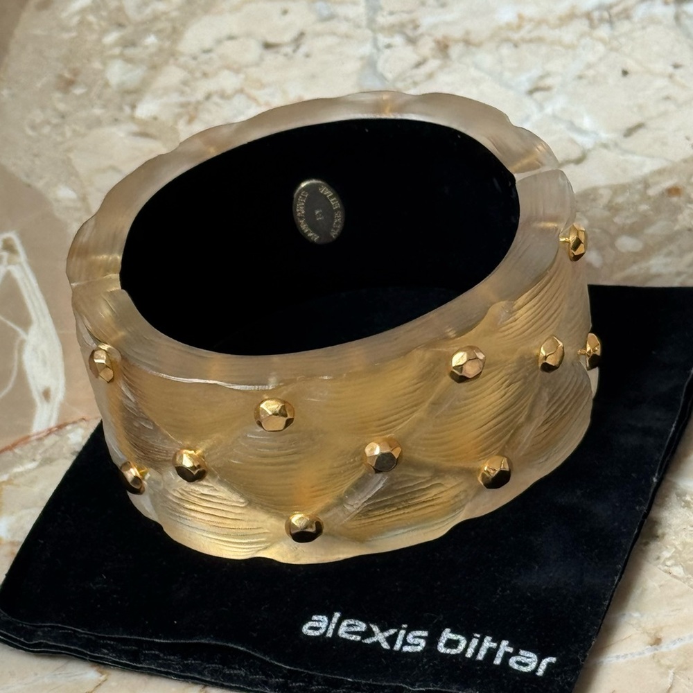 Alexis Bittar Gold Toned Studded Resin Bangle Bracelet